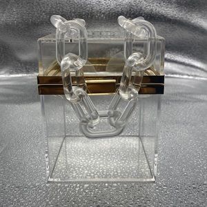 Lucite Clear Cube Top Chain Evening Bag